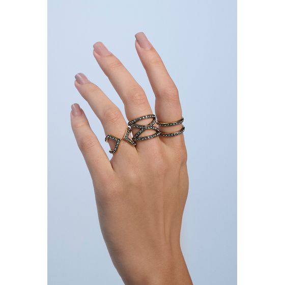 Kit de Aneis Line Classics Prata Boho